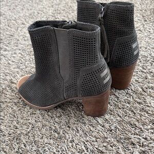 TOMS Perforated Black Ankle Booties